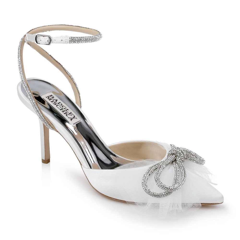 Badgley Mischka White and Silver Heels